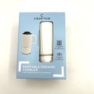 Crofton Ceramic Tumbler 18 Oz White w/ Top Confetti Silicone Boot- NEW